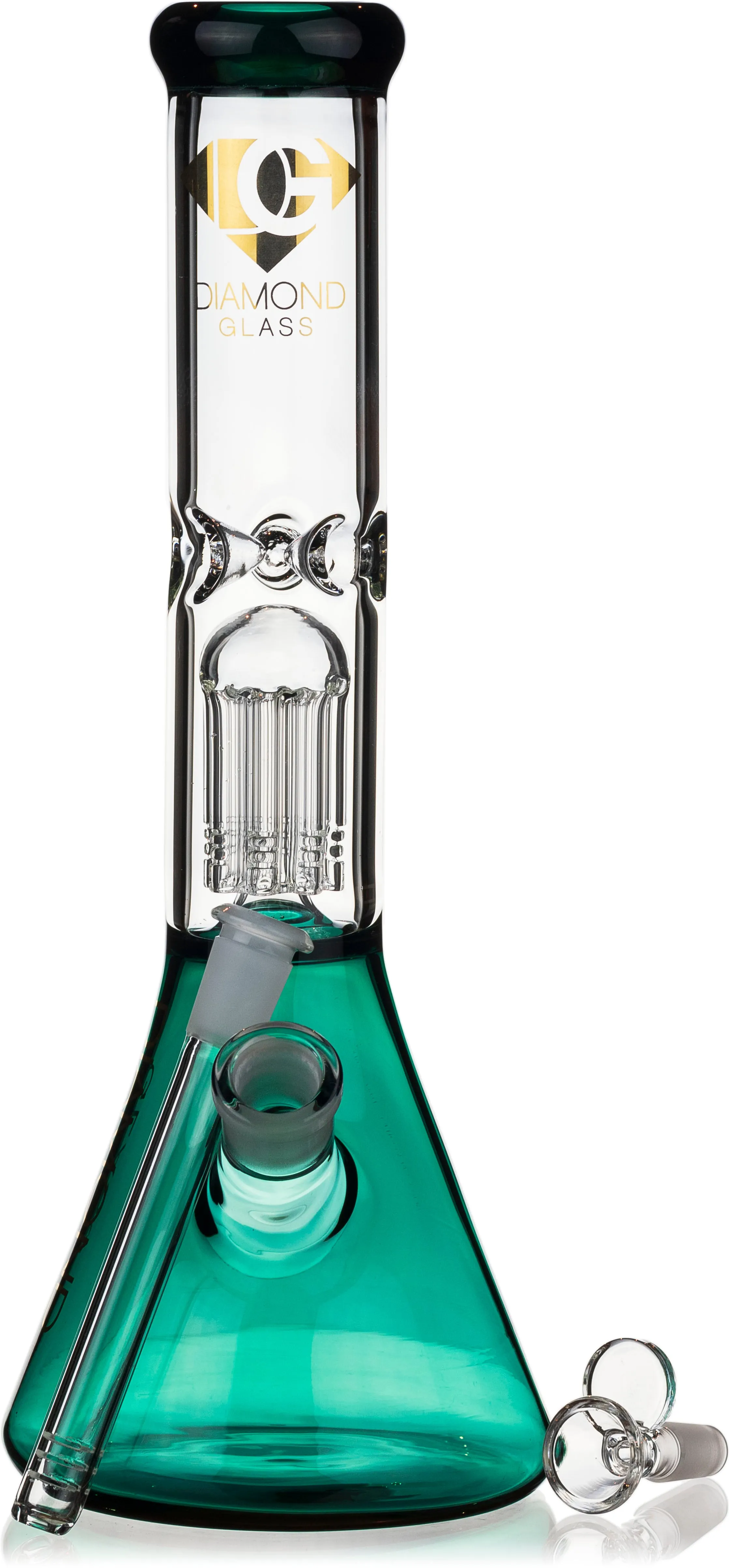 14 Tree Perc Single Chamber Beaker Bong, by Diamond Glass