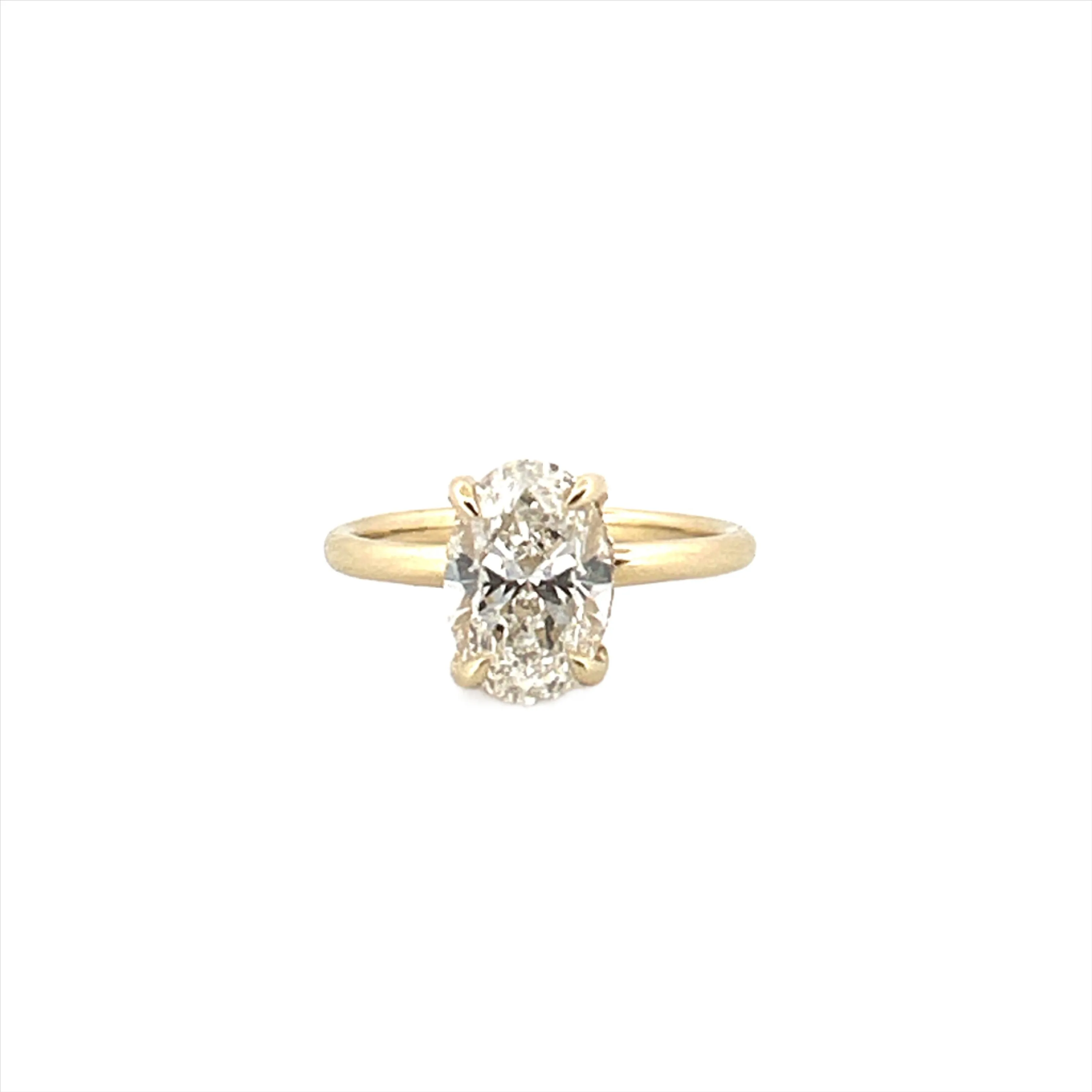 14K Gold 2.50 Carat Oval Cut Lab Grown Diamond Solitaire Engagement Ring with Under Halo