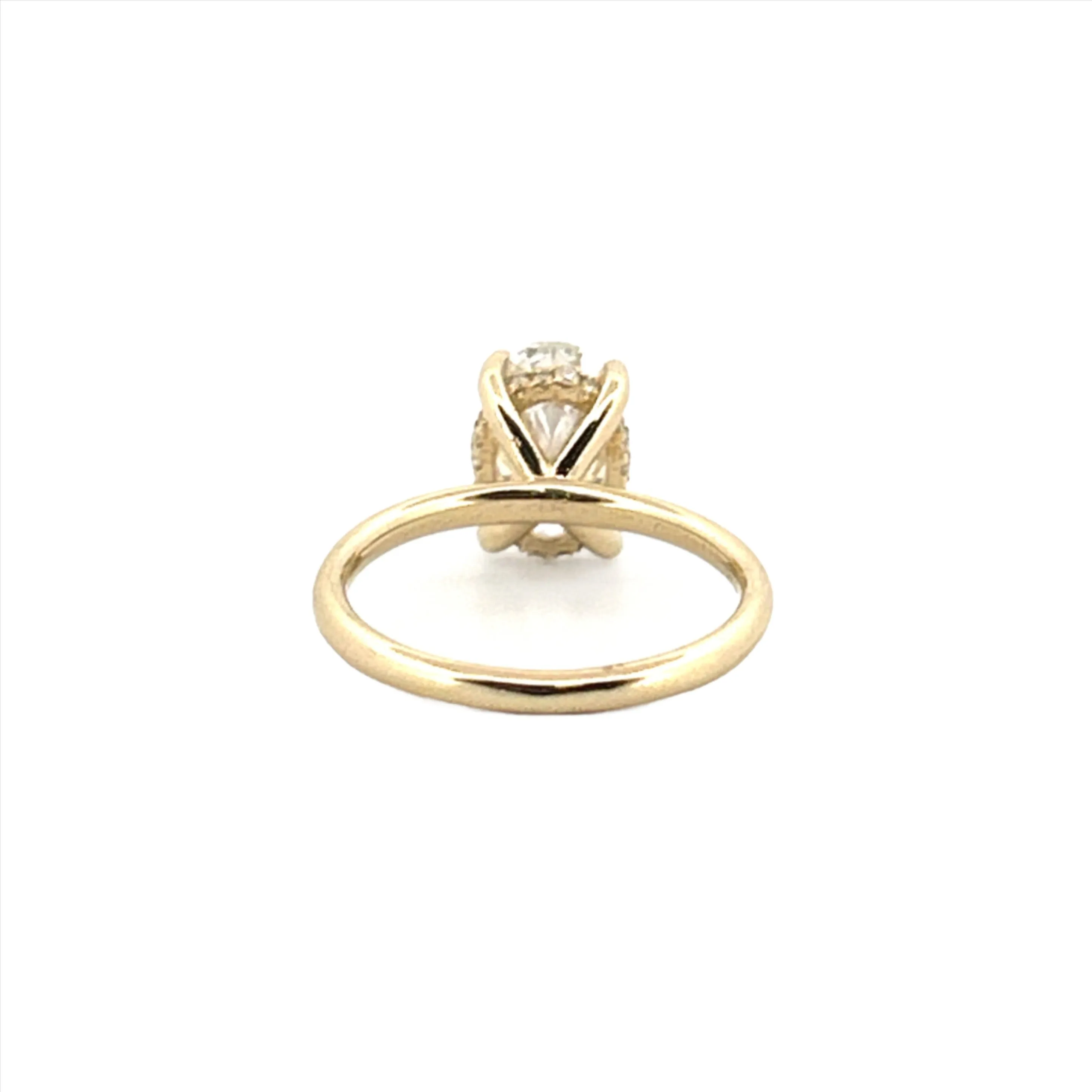 14K Gold 2.50 Carat Oval Cut Lab Grown Diamond Solitaire Engagement Ring with Under Halo