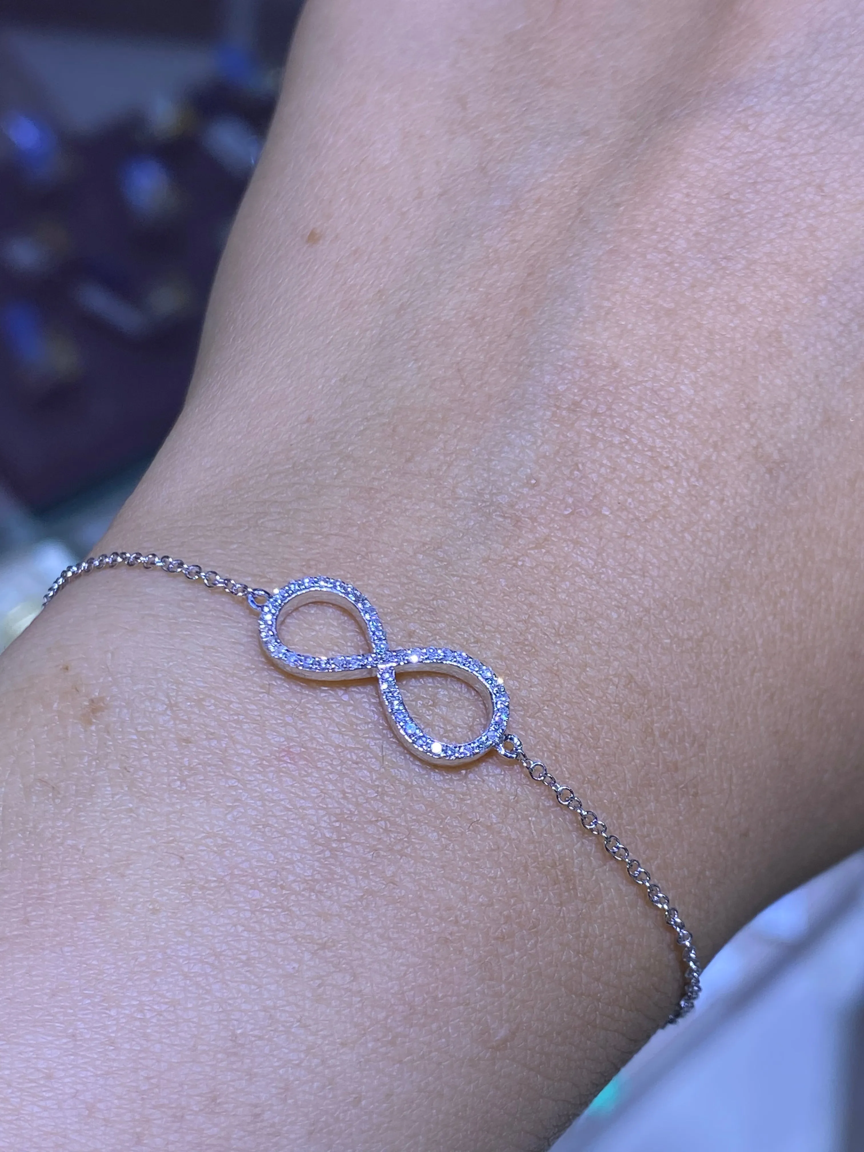 14k Gold Single Infinity Diamond Bracelet