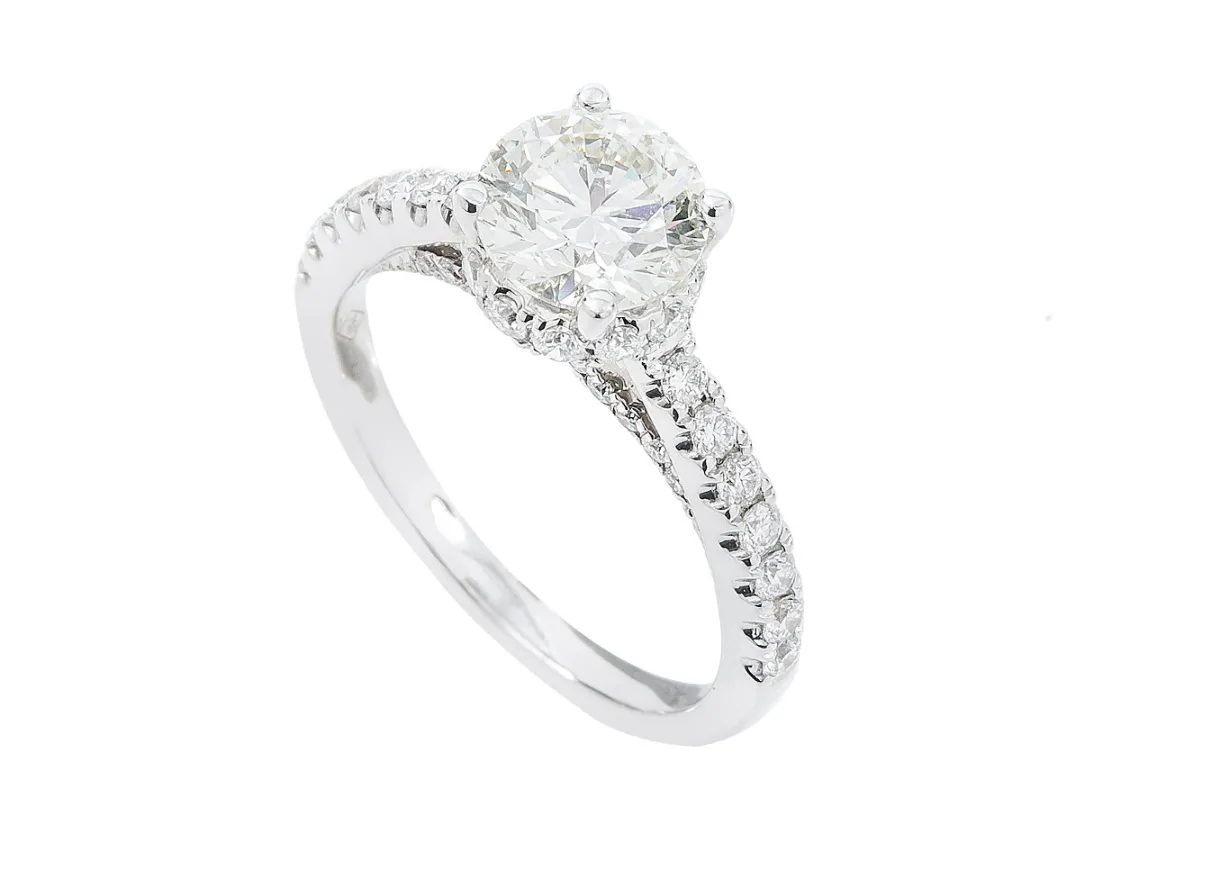 14k White Gold Round Diamond Engagement Ring