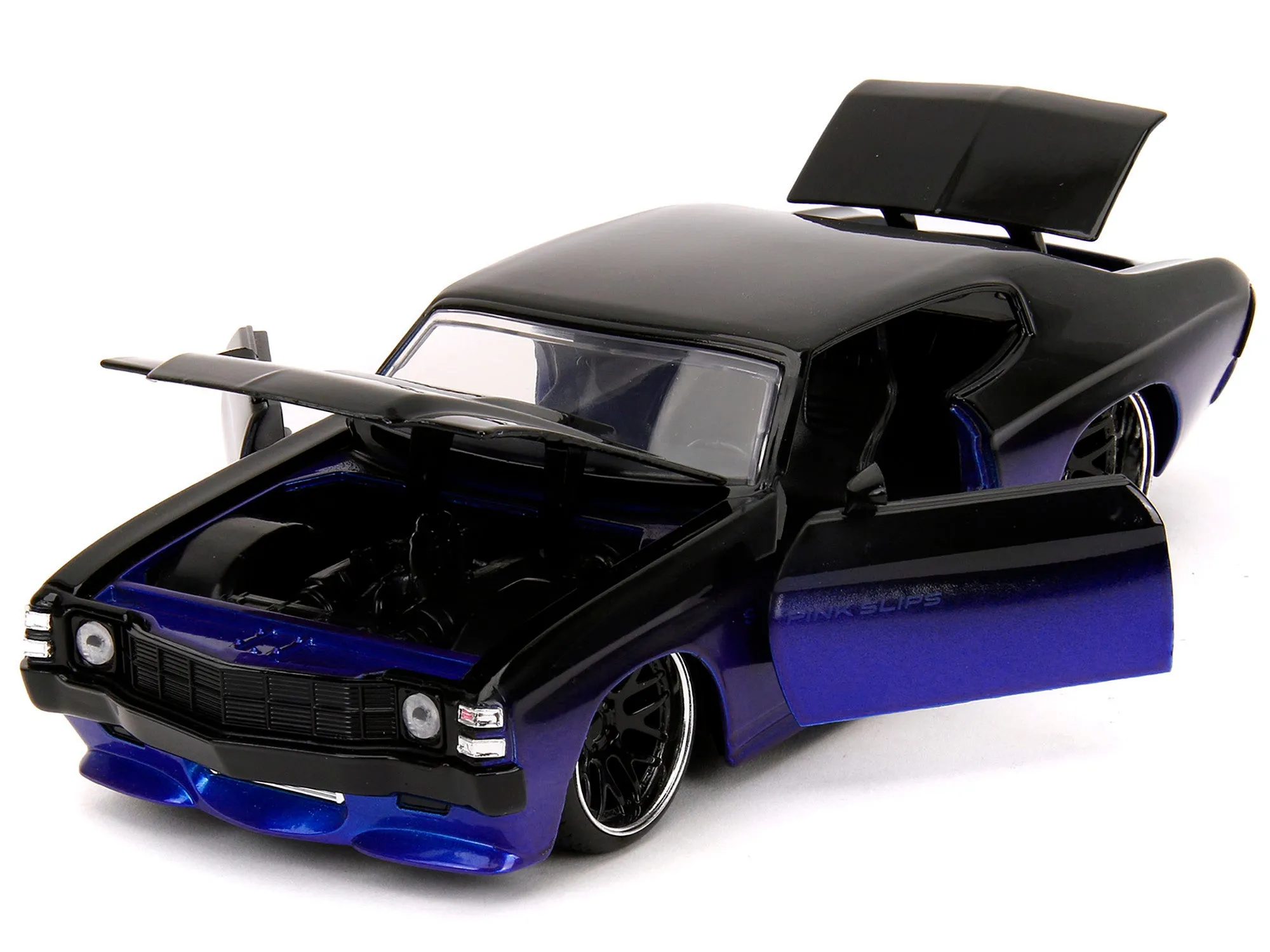 1971 Chevrolet Chevelle SS Black and Blue Pink Slips Series 1/24 Diecast Model Car by Jada