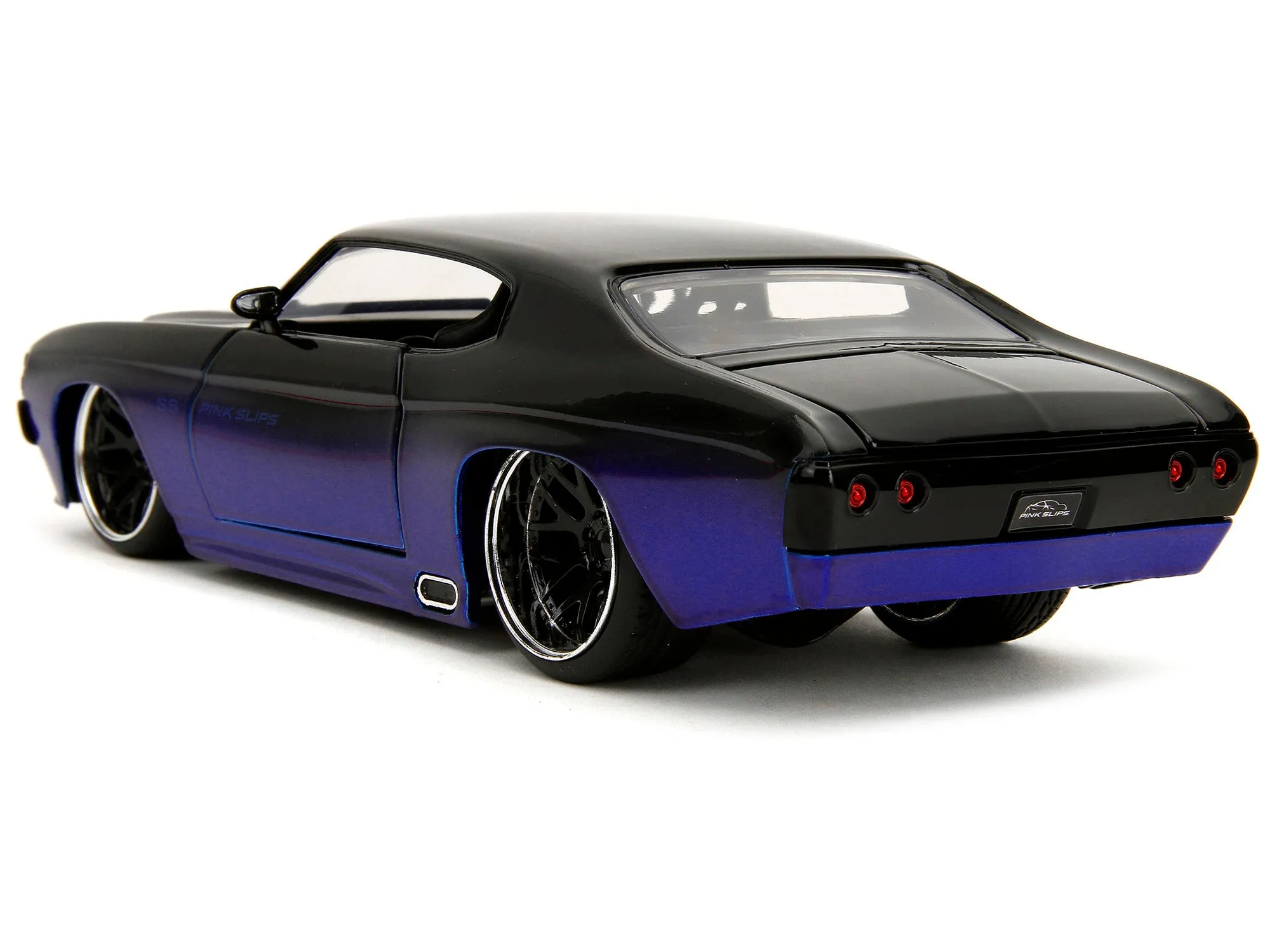 1971 Chevrolet Chevelle SS Black and Blue Pink Slips Series 1/24 Diecast Model Car by Jada