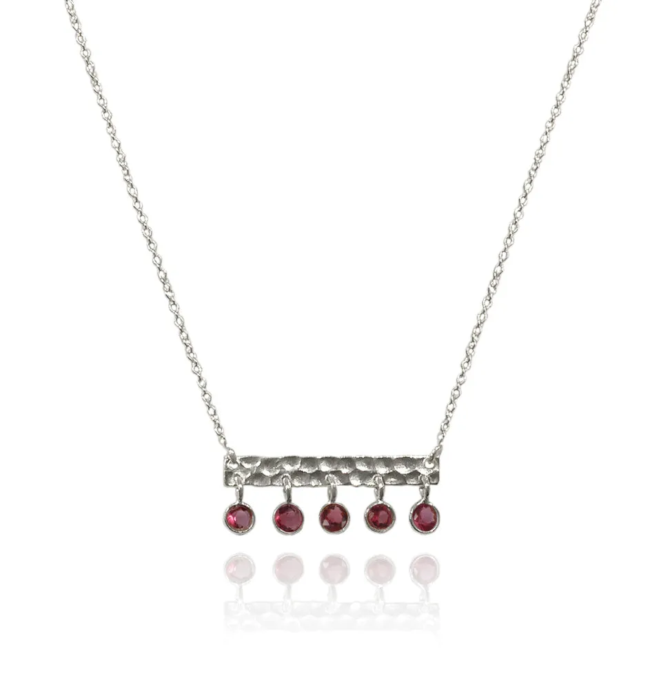 5 Stone Bavaria Bar Necklace Garnet