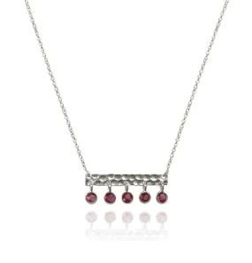 5 Stone Bavaria Bar Necklace Garnet