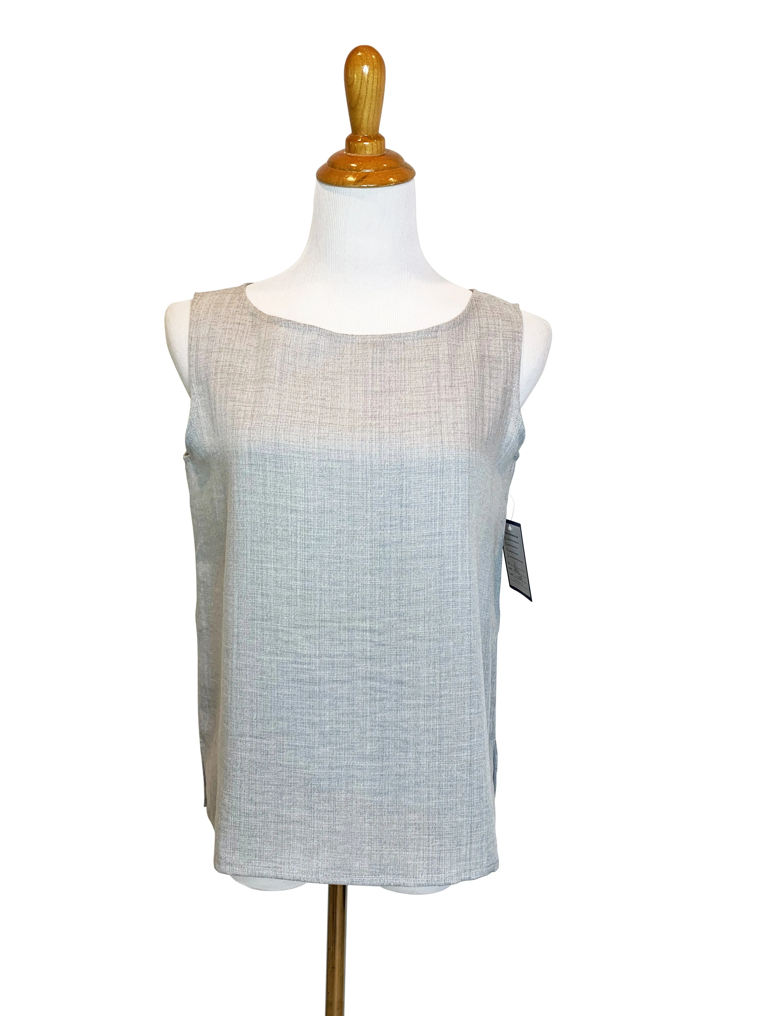 AATK13 - Jewel Neck Short Linen Tank