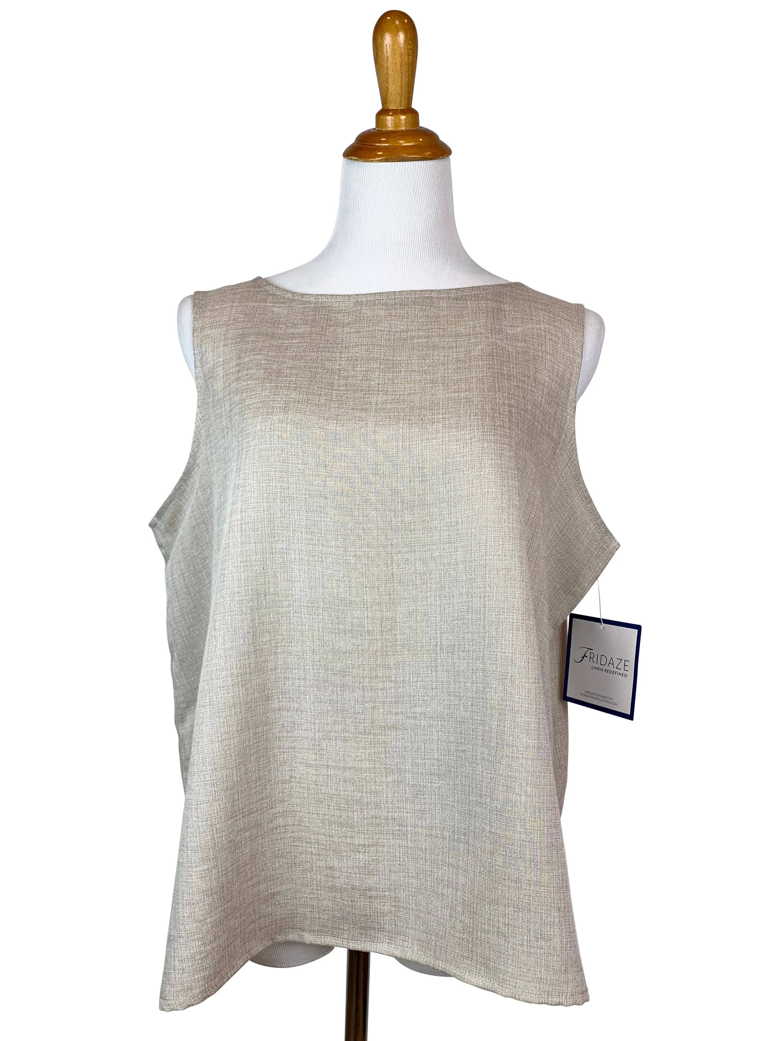 AATK13 - Jewel Neck Short Linen Tank