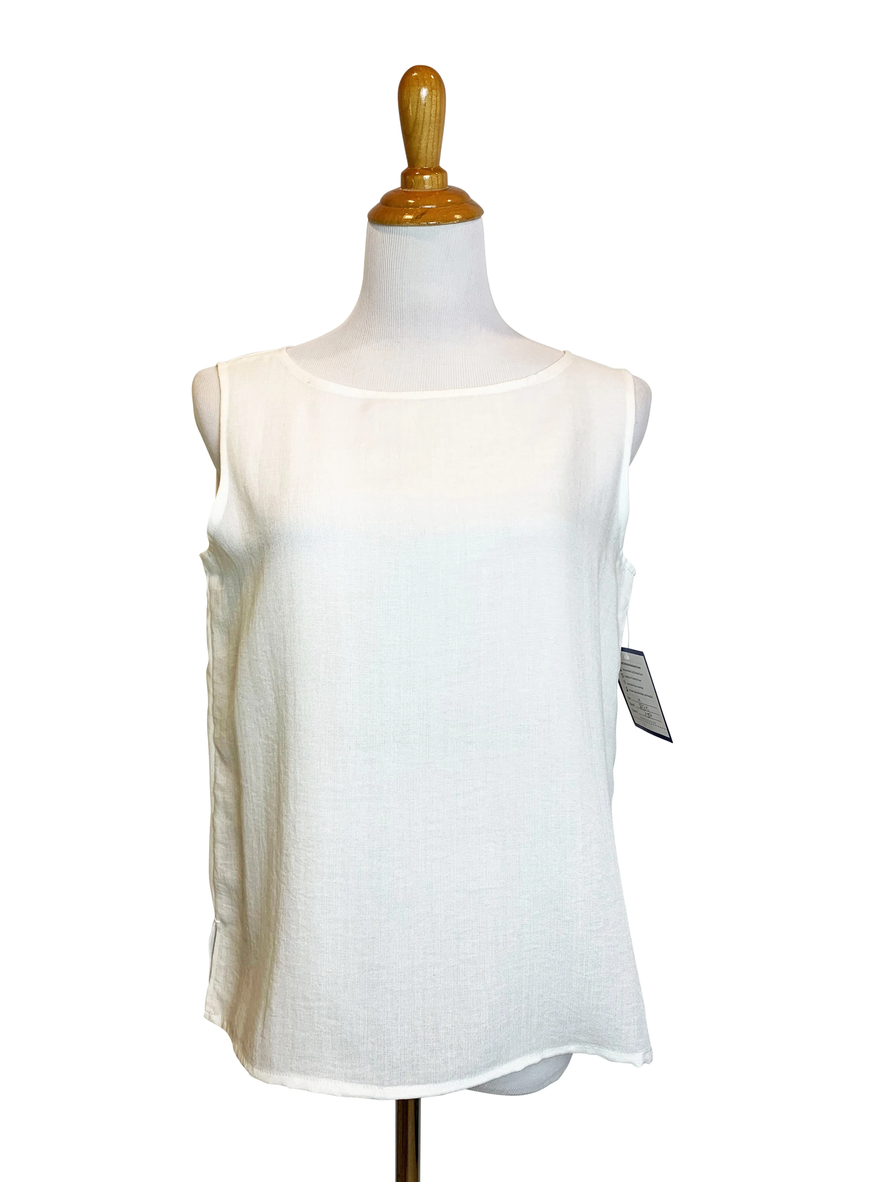 AATK13 - Jewel Neck Short Linen Tank