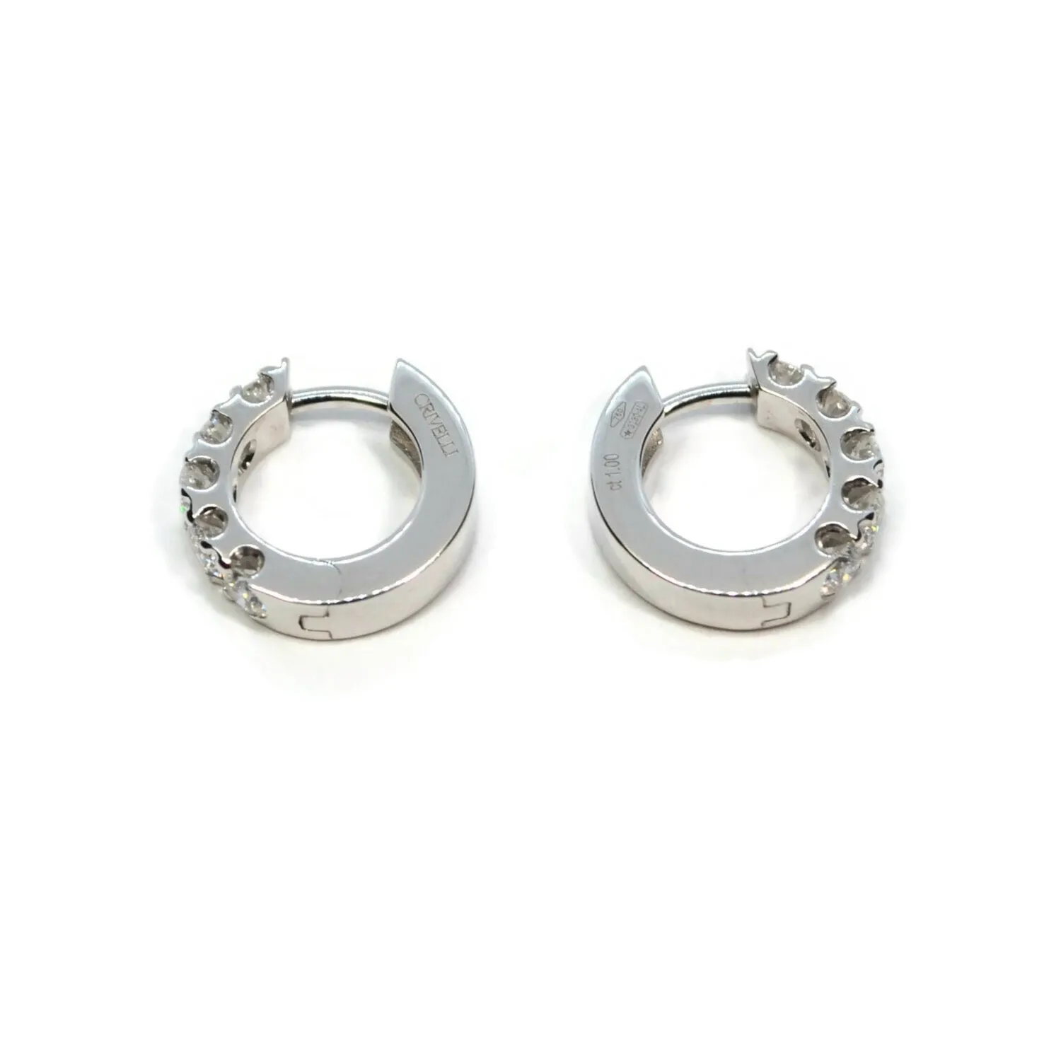 AFJ Diamond Collection - Diamond Huggie Earrings, 18k White Gold