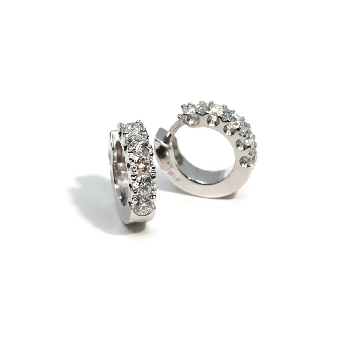 AFJ Diamond Collection - Diamond Huggie Earrings, 18k White Gold