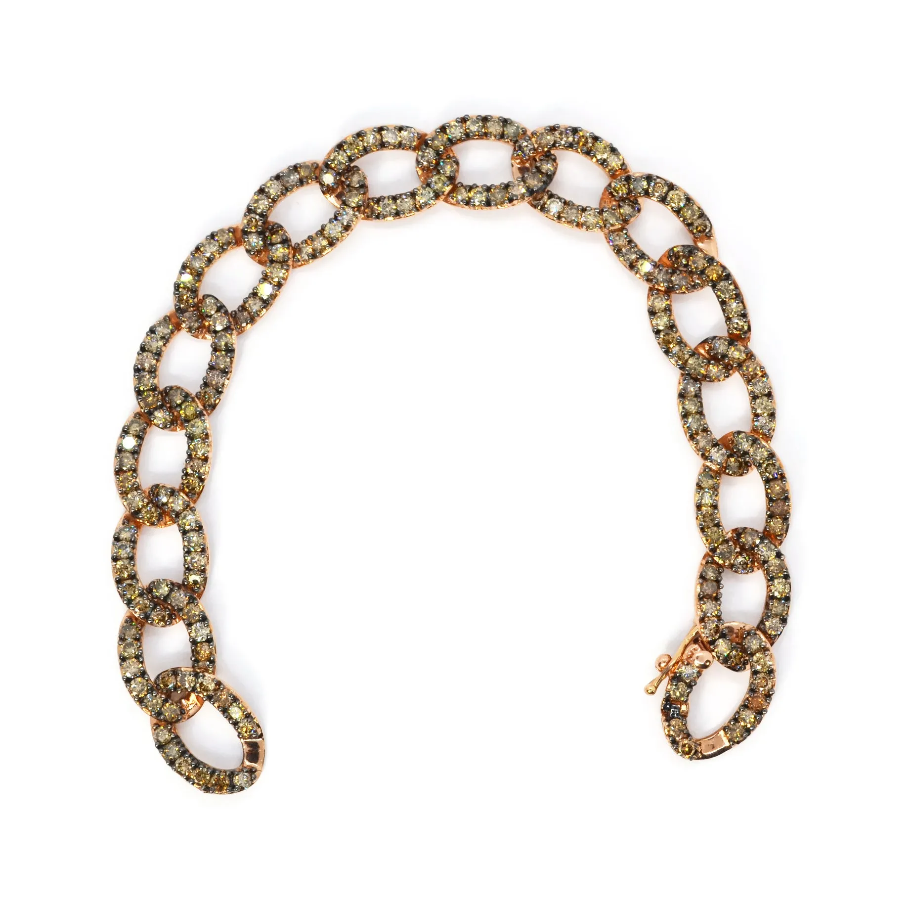 AFJ Diamond Collection - Gourmette Link Bracelet with Champagne Diamonds, Rose Gold