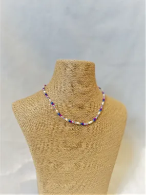 Alice Rose Jewellery - Blue Pearl & Seed Bead Necklace