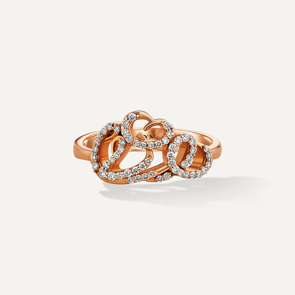 Allusia Love Detailed 18K Rosegold Ring w. Diamonds