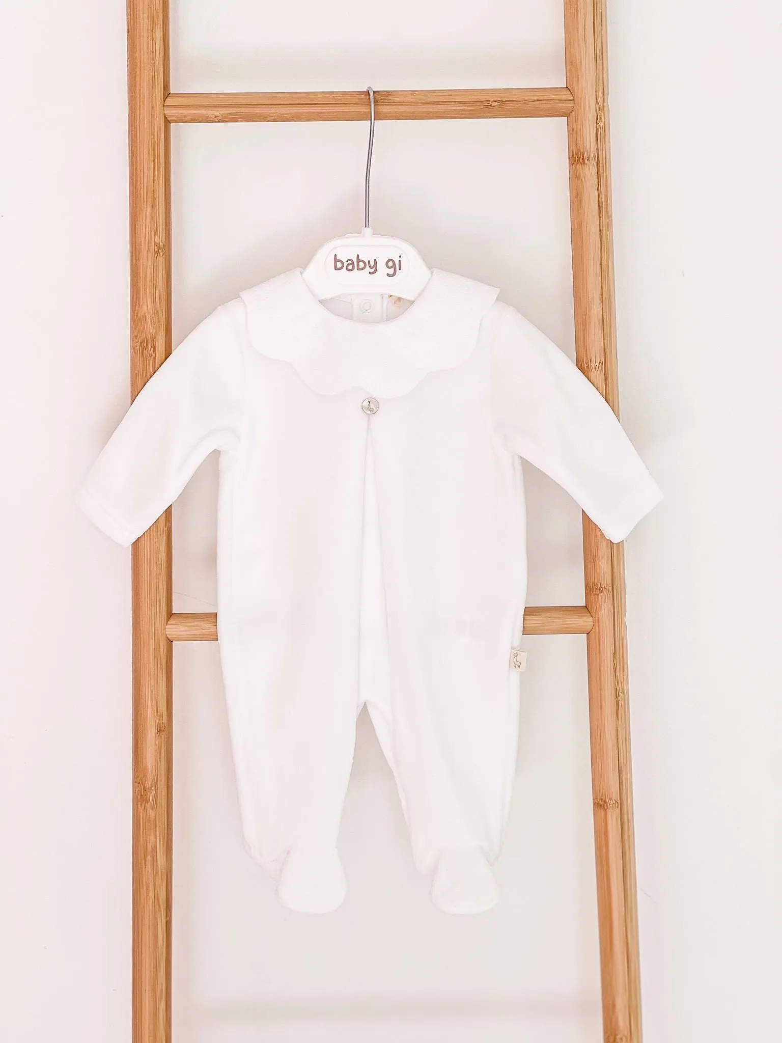 BabyGi White Scallop Collar Baby Grow