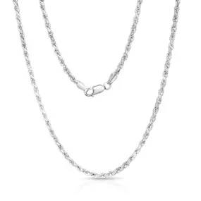 Better Jewelry 3.6mm Rope Diamond cut Chain Necklace .925 Sterling Silver