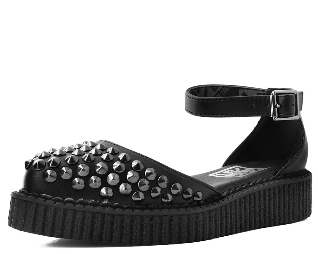 Black TUKskin Pointed Studded Sandal