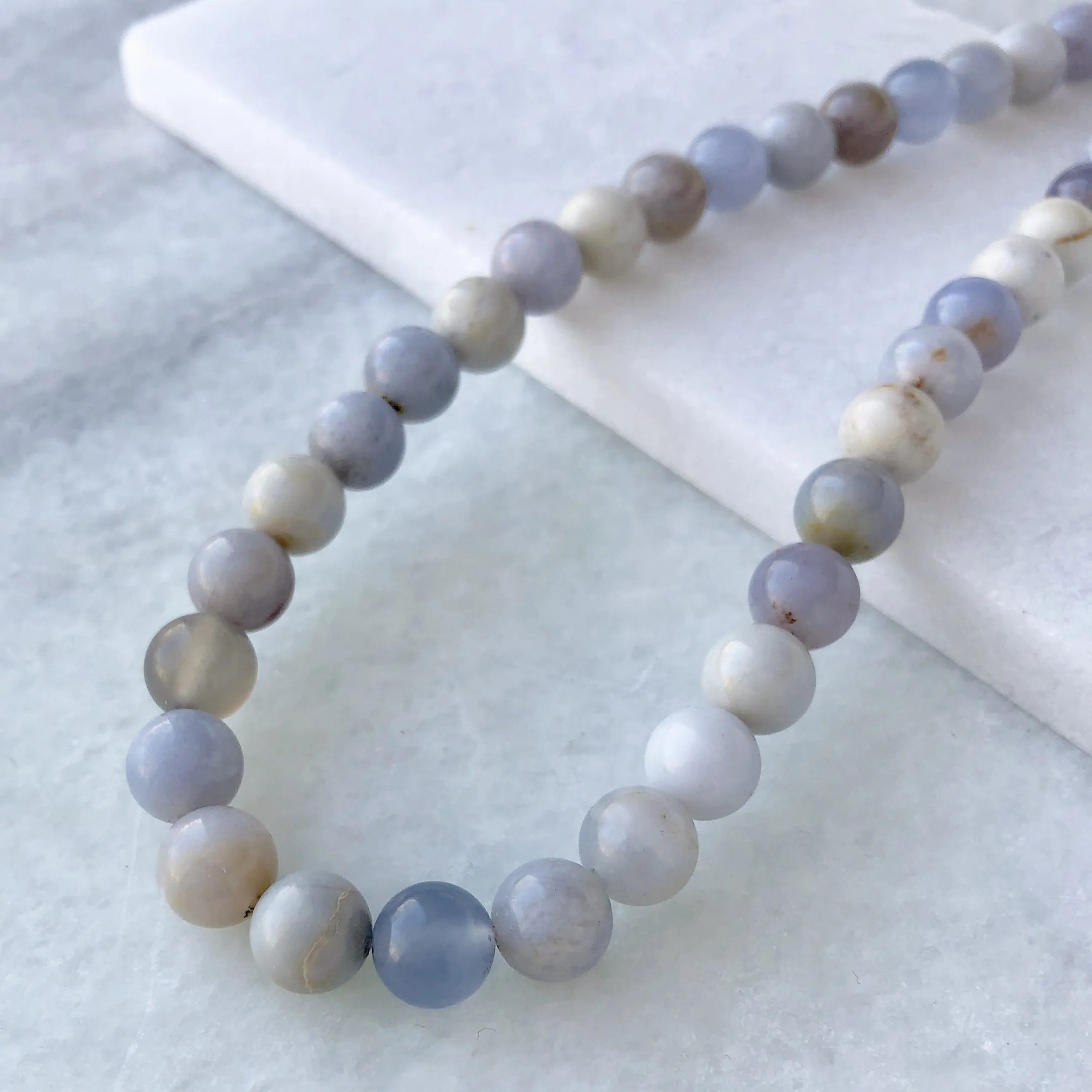 Blue Chalcedony Bead Strand