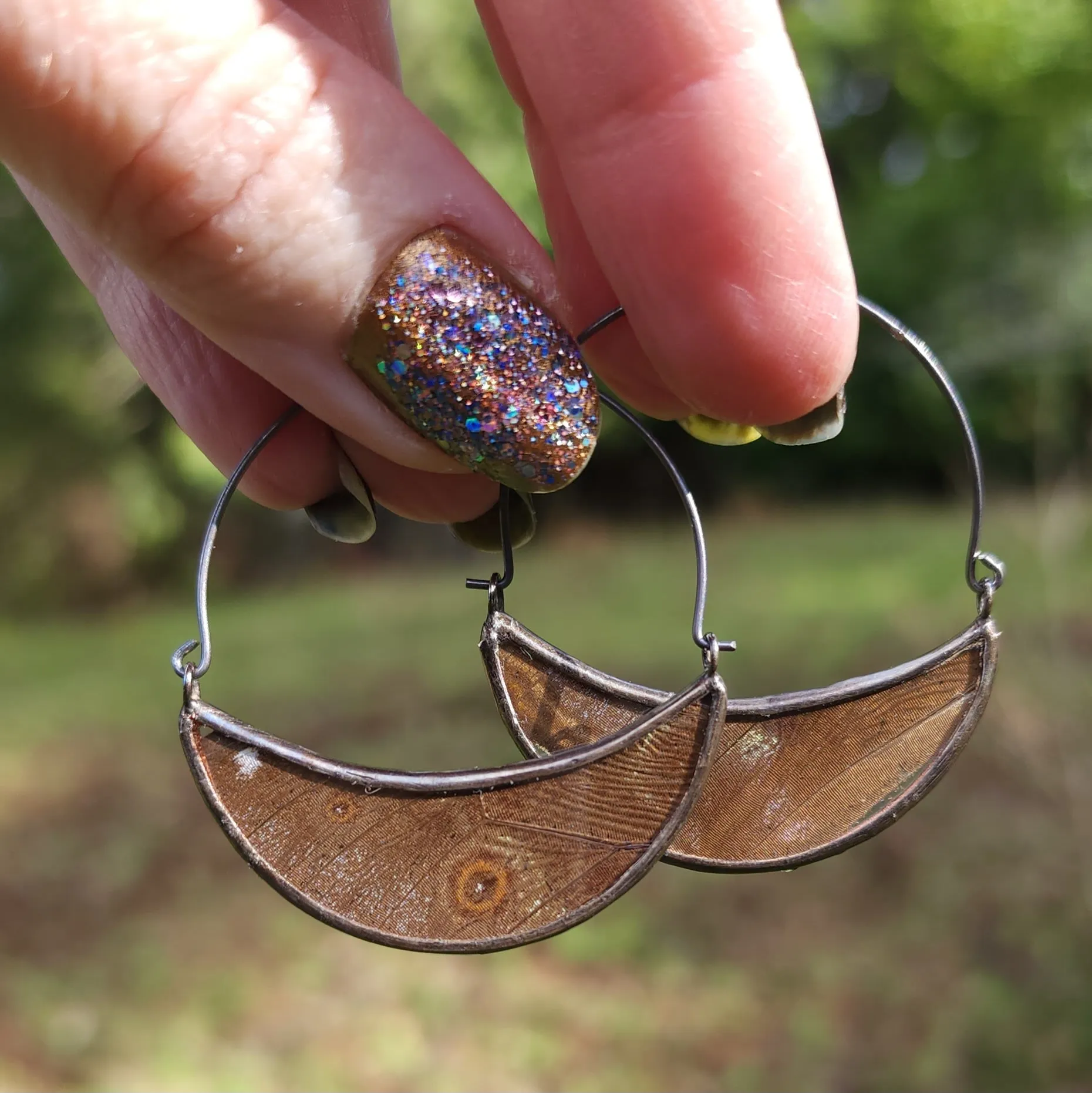 Blue Morpho Butterfly Hoop Earrings