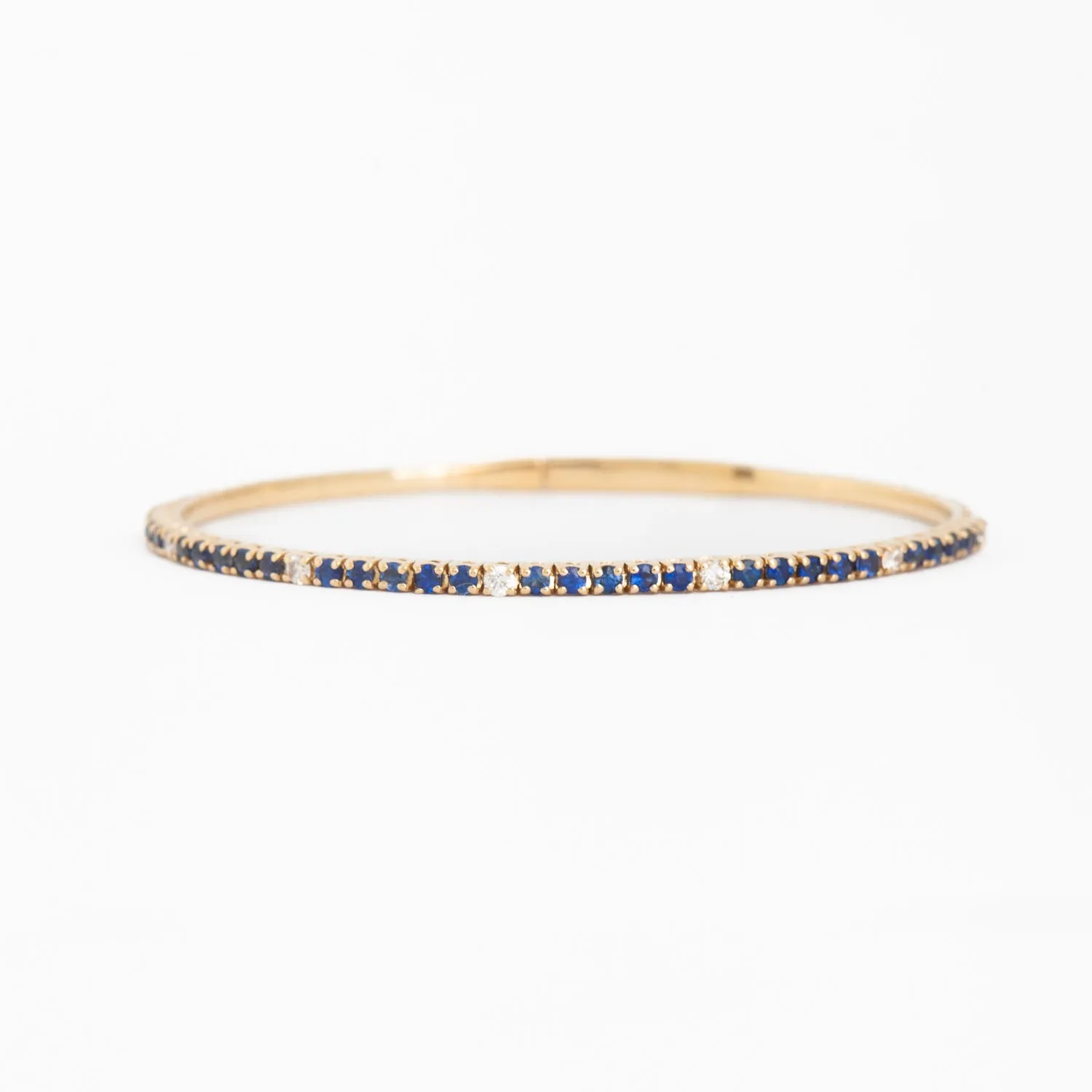 Blue Sapphire & White Diamond Flexible-Fit Bangle