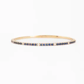 Blue Sapphire & White Diamond Flexible-Fit Bangle