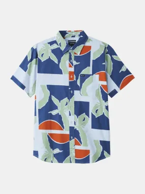 Brixton Charter Print Woven Shirt - Blue Fog