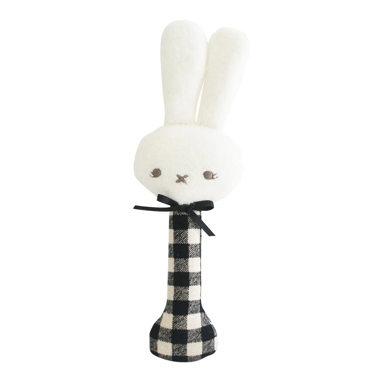 Bunny Stick Rattle - Black Check