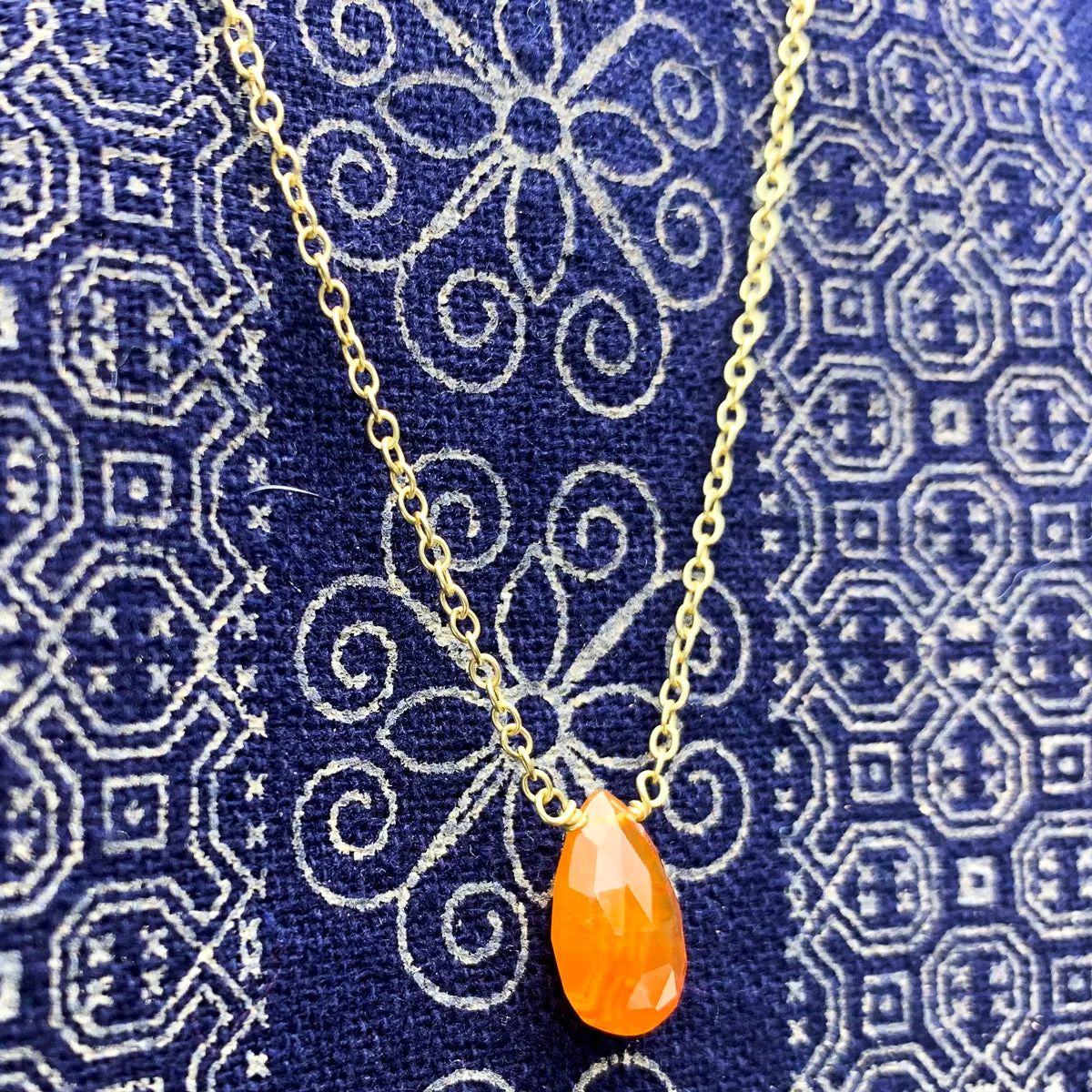 Carnelian Necklace on Gold Filled Chain with Gold Filled Trigger Clasp