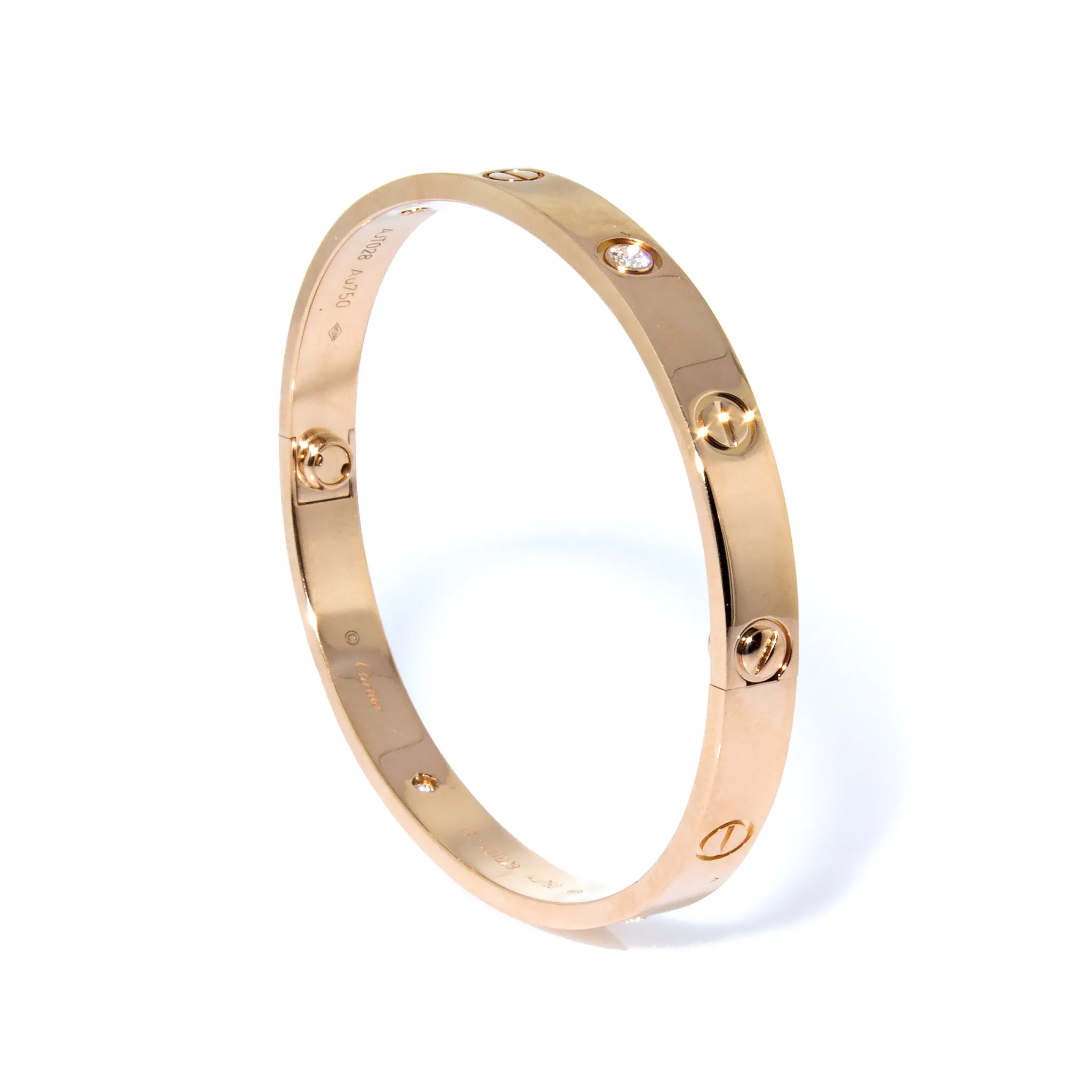 Cartier Rose Gold Love Bracelet with Diamonds in 18k Gold