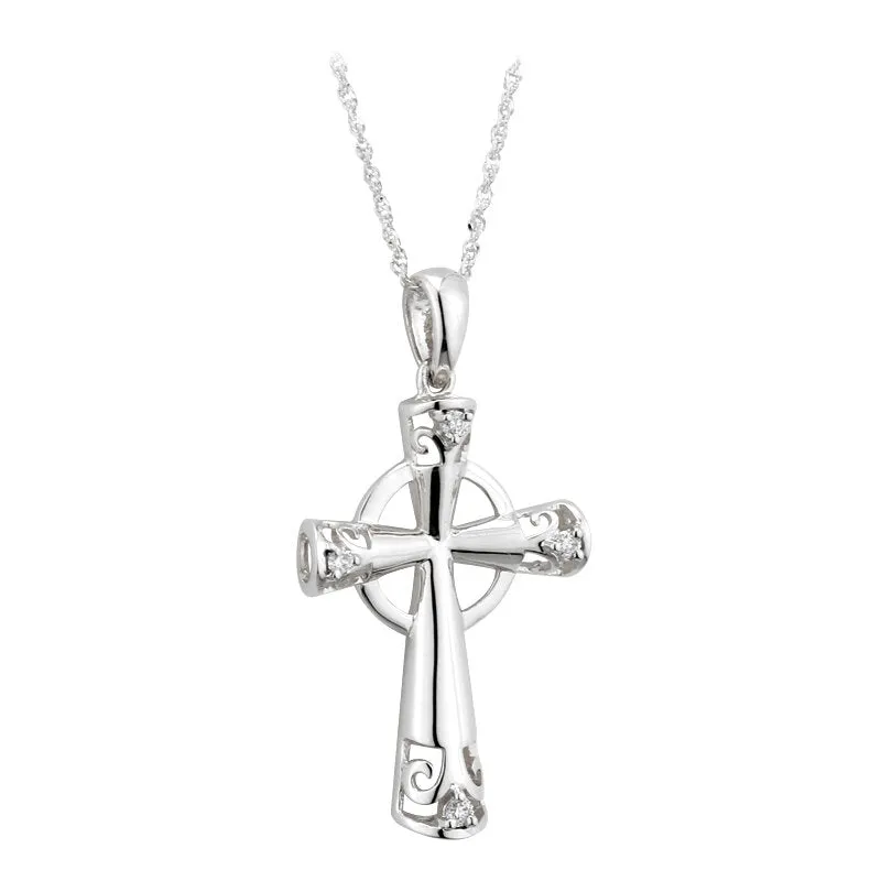 Celtic Cross Pendant with Diamond Accents (14K)