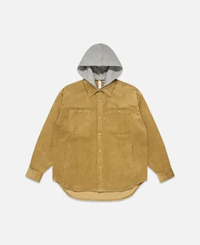 Corduroy Hooded Shirt (Beige)