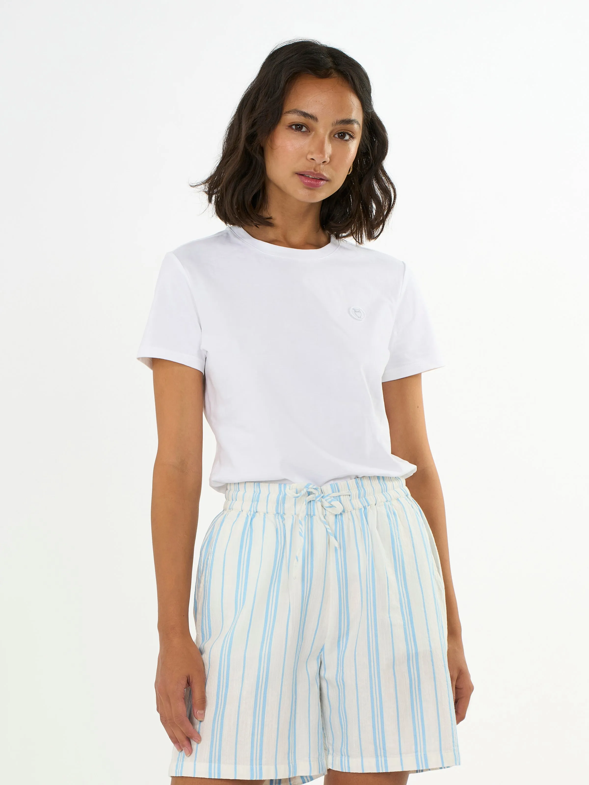 Cotton elastic waist shorts - Stripe