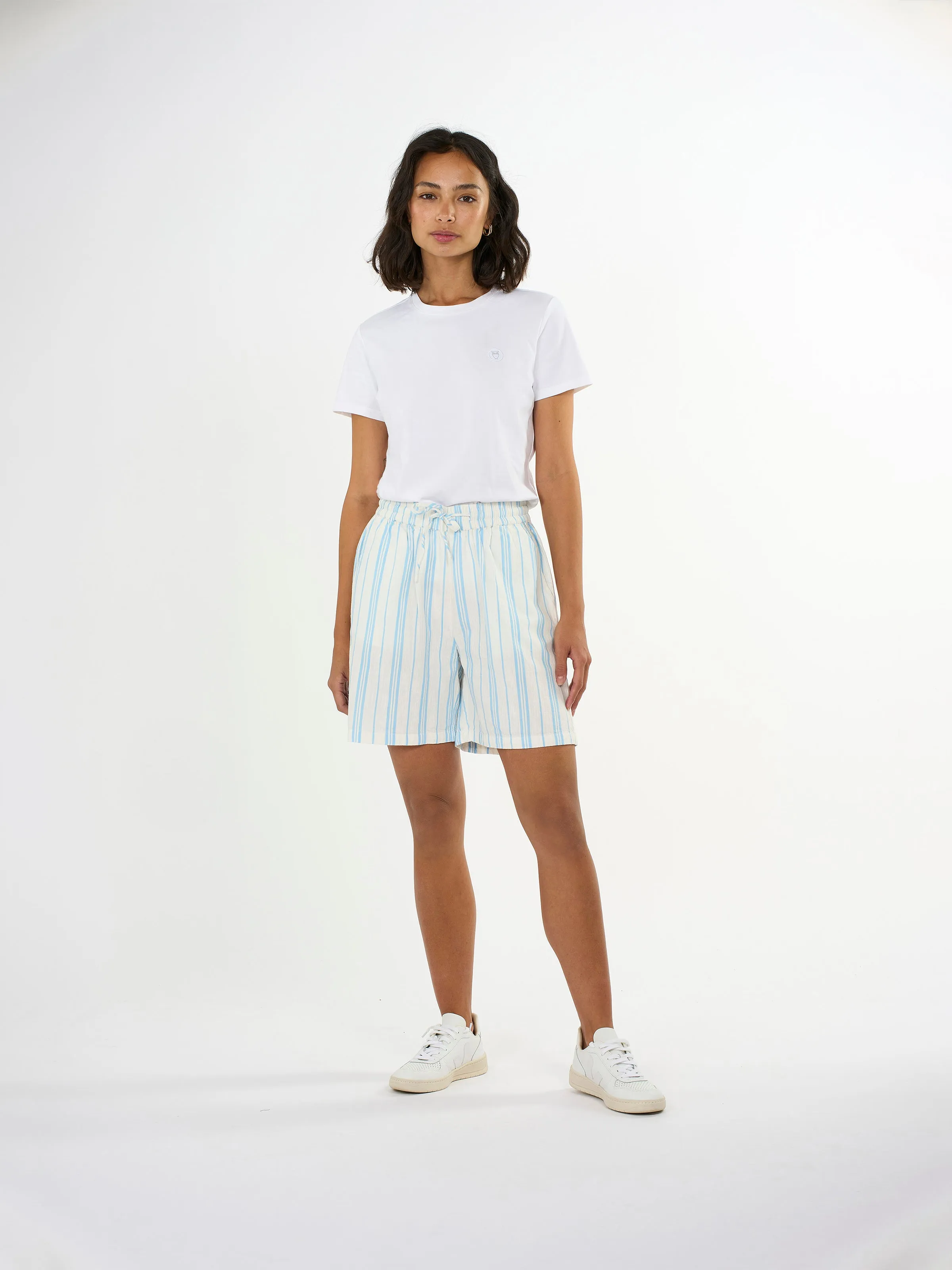 Cotton elastic waist shorts - Stripe