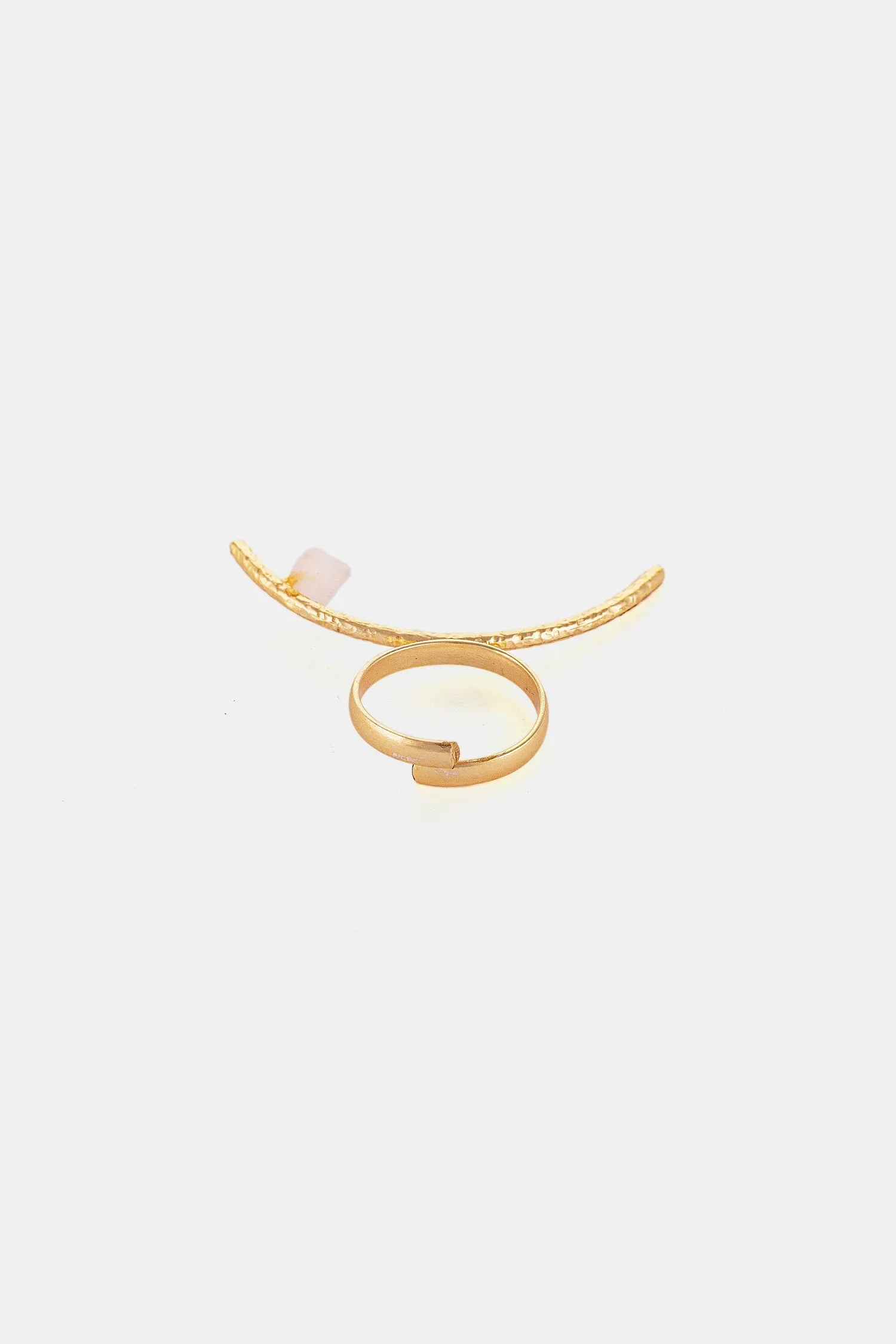 Crescent Moon Pink Rose Ring