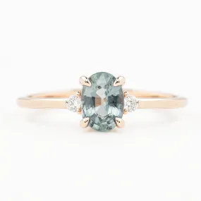 Emilie Ring 0.95ct Light Blue Green Unheated Sapphire, 14K Rose Gold (One of a kind)