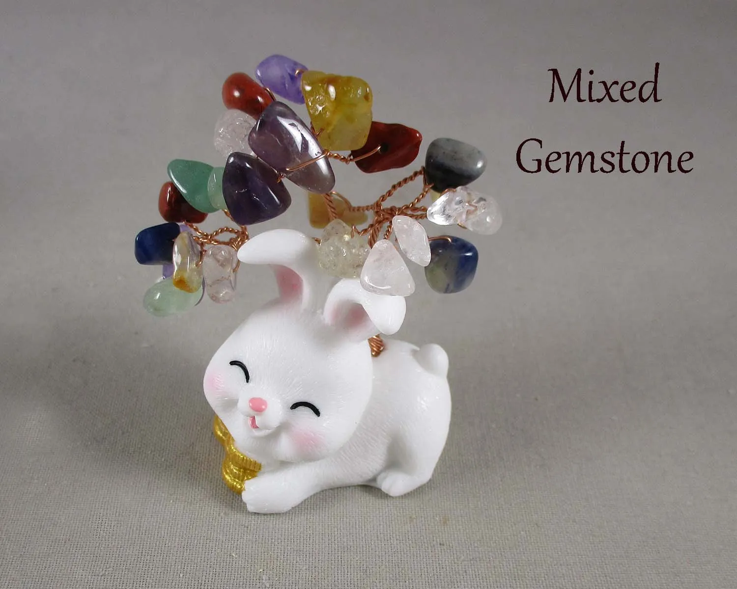 Feng Shui Prosperity Rabbit Bunny Tree (Various Gemstones)