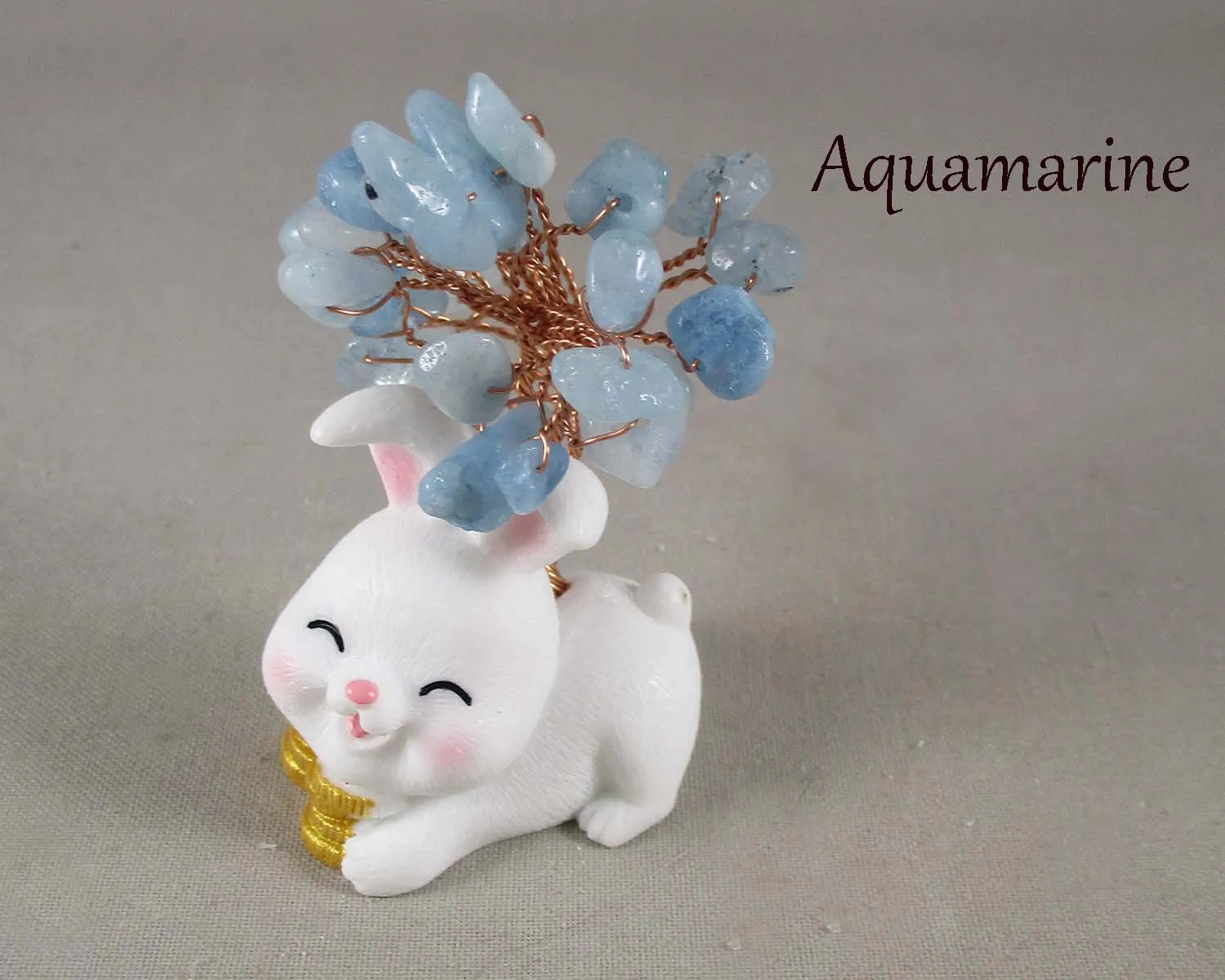 Feng Shui Prosperity Rabbit Bunny Tree (Various Gemstones)