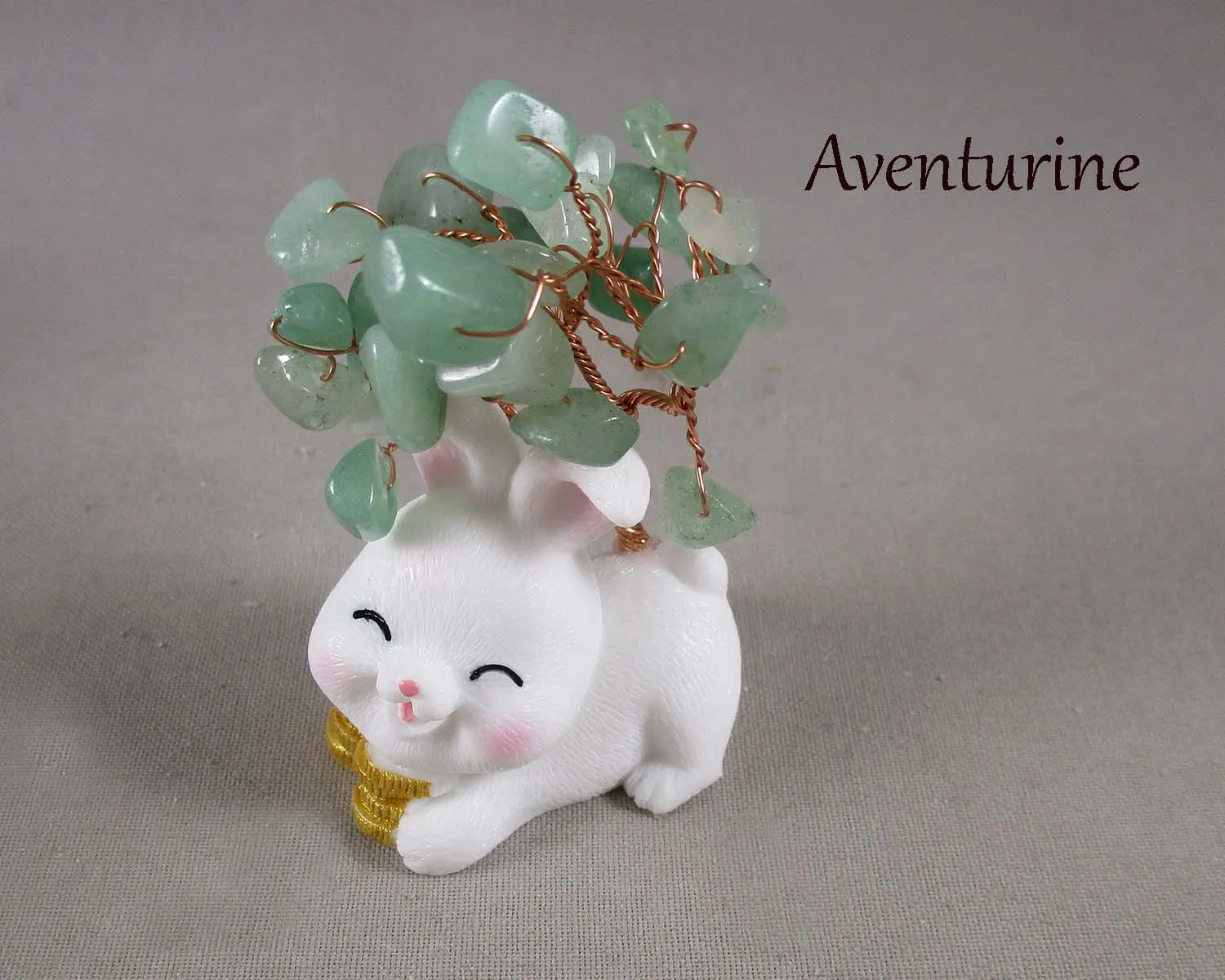 Feng Shui Prosperity Rabbit Bunny Tree (Various Gemstones)