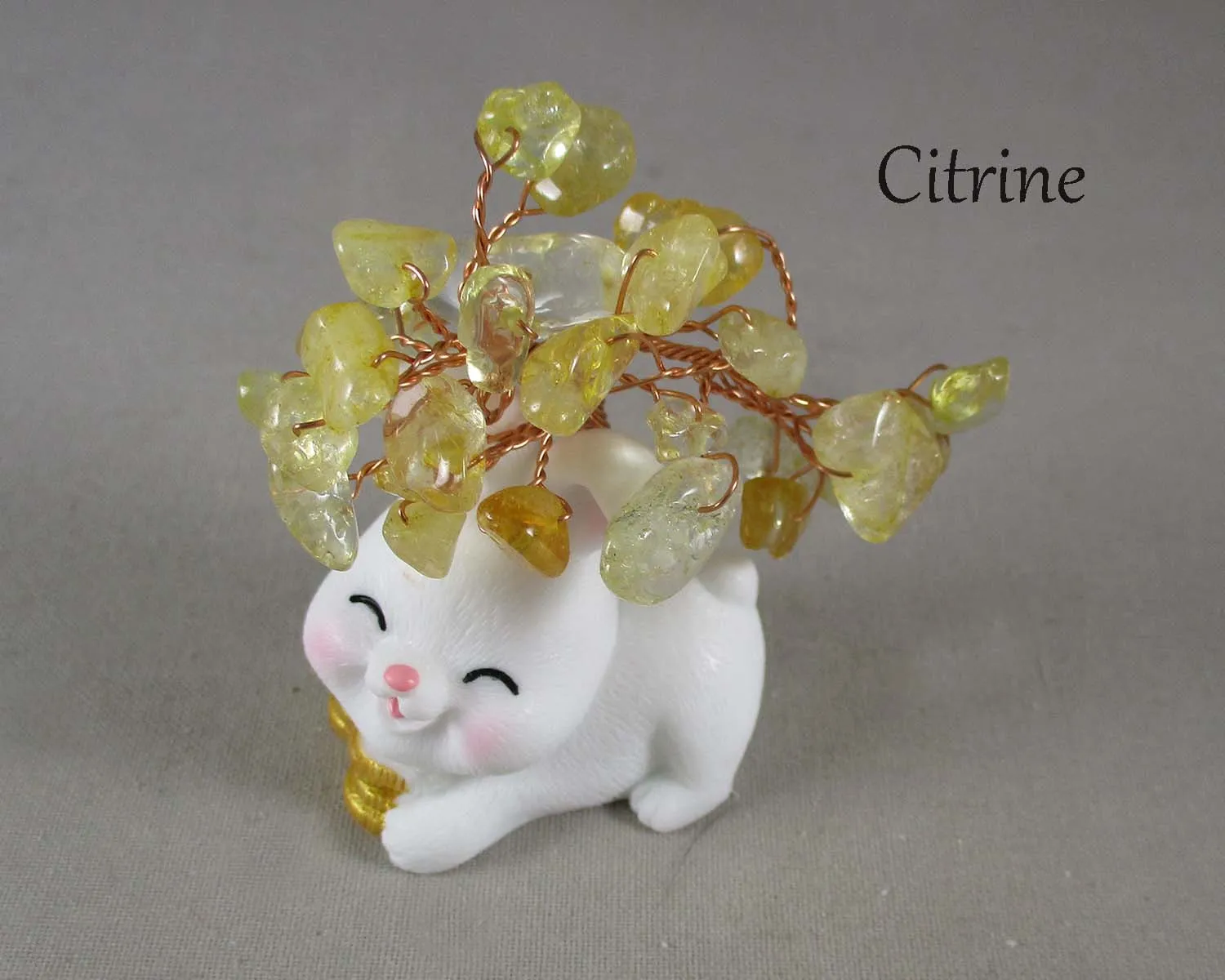 Feng Shui Prosperity Rabbit Bunny Tree (Various Gemstones)