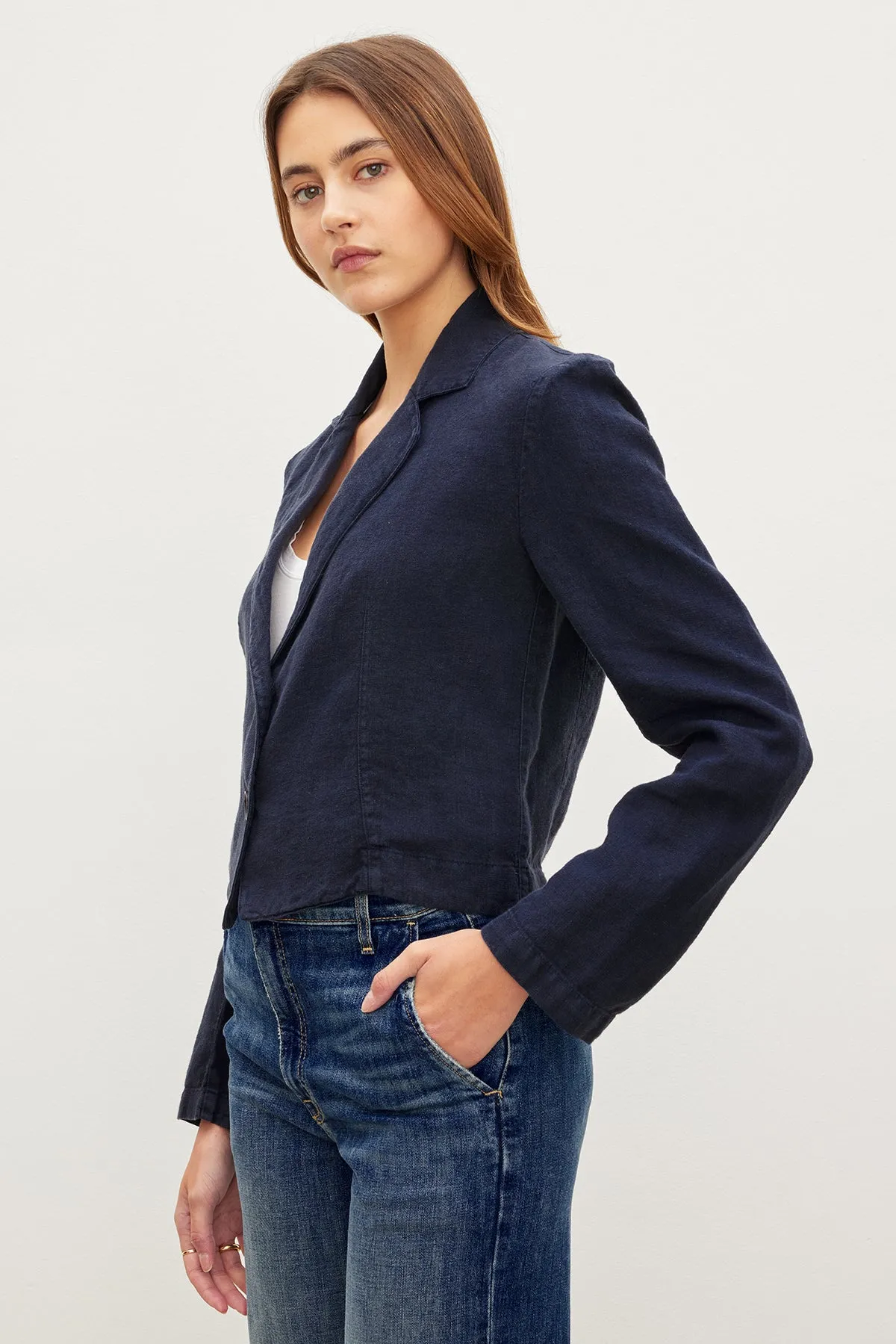 FINLEY HEAVY LINEN CROPPED BLAZER