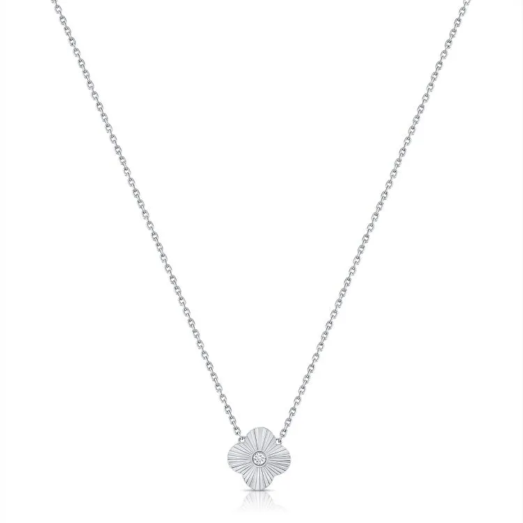 Fluted Clover Diamond Pendant