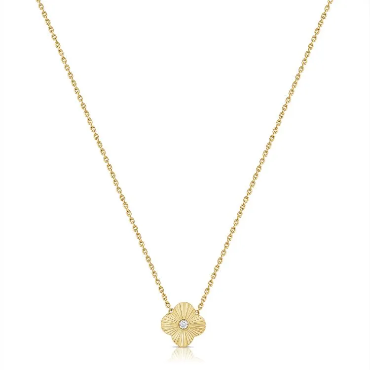 Fluted Clover Diamond Pendant