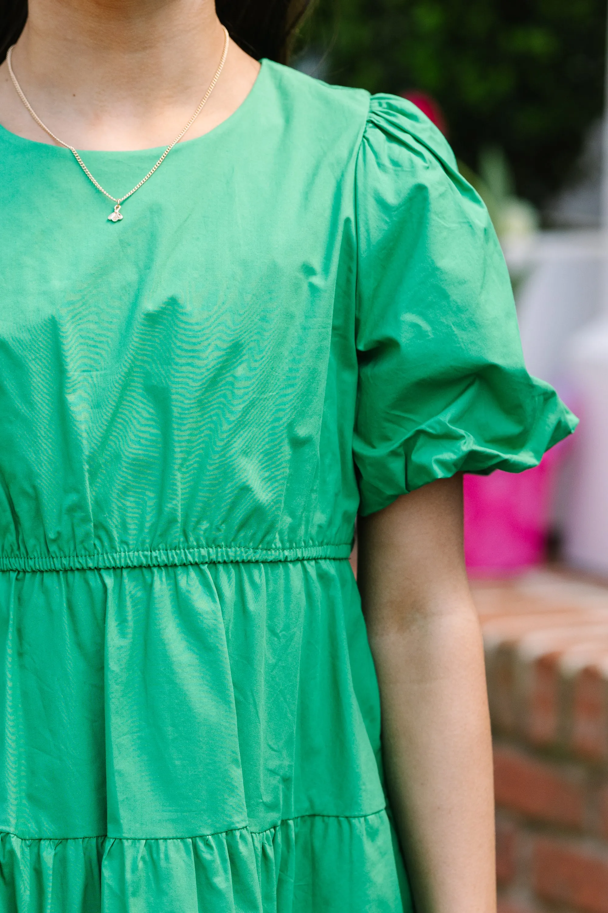 Girls: All True Kelly Green Tiered Dress