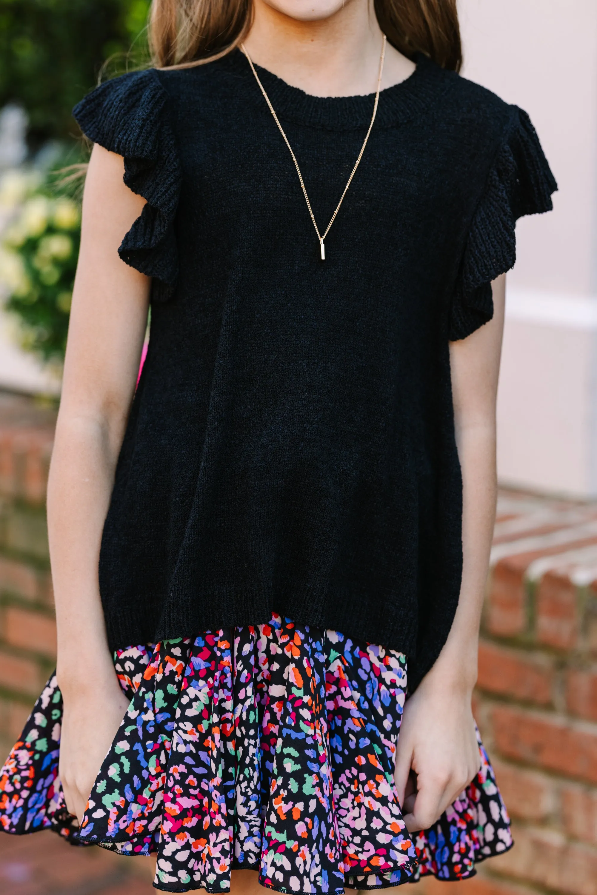 Girls: Certain Joy Black Knit Top