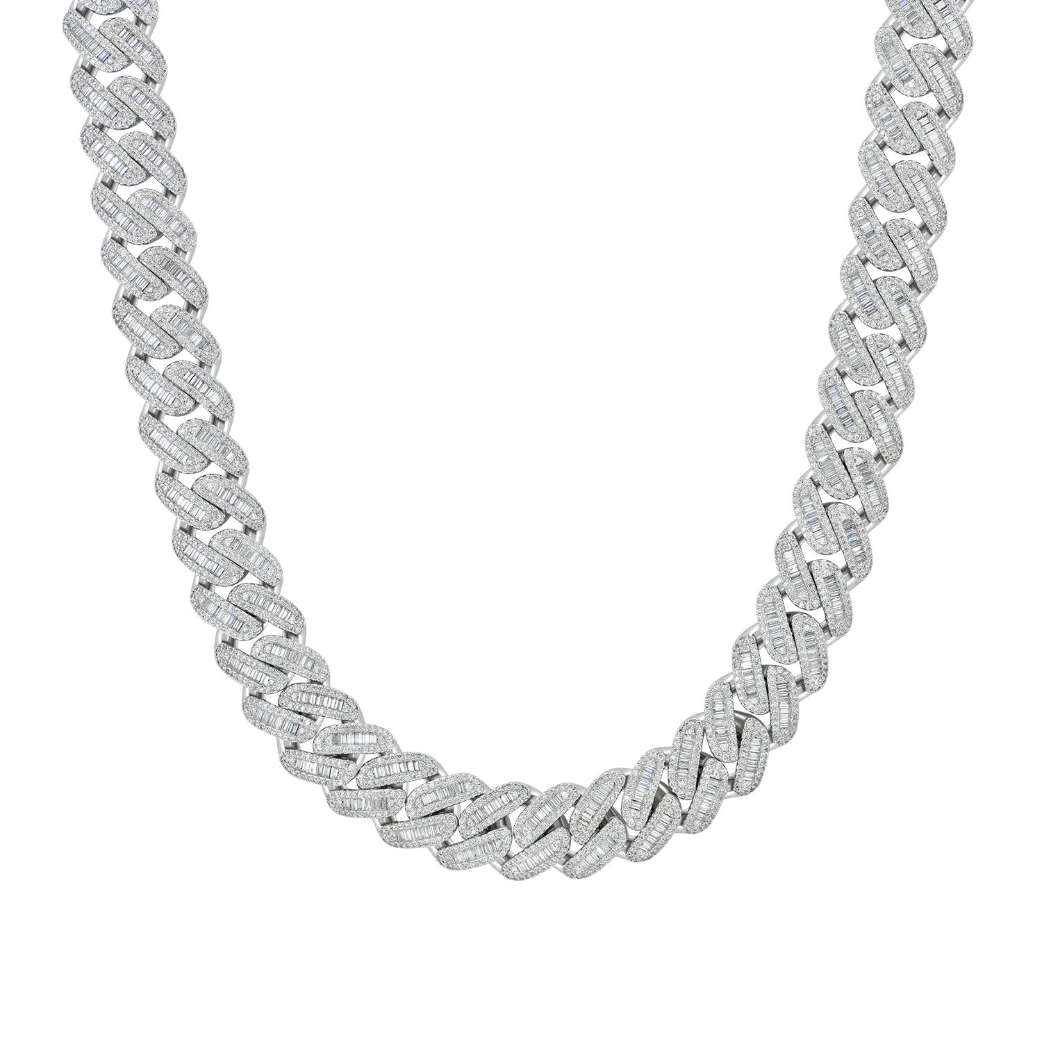 Halo Baguette Cut Cuban Link Chain