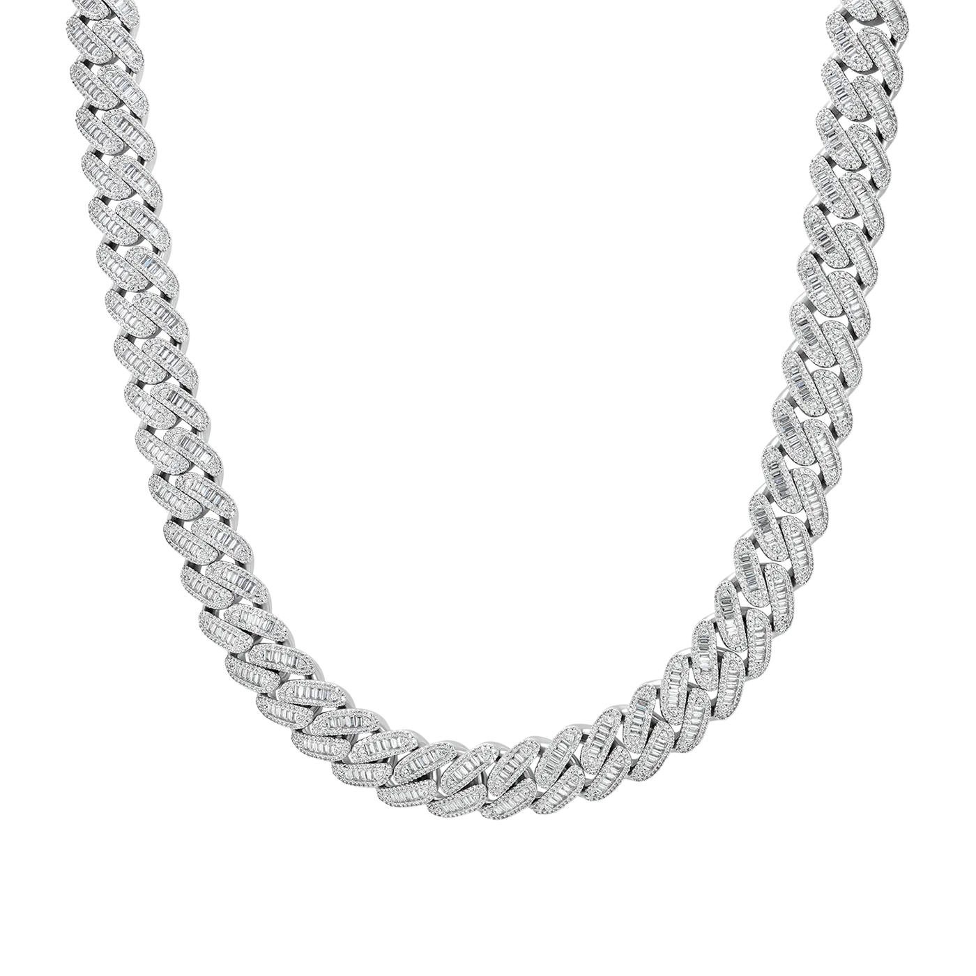 Halo Baguette Cut Cuban Link Chain