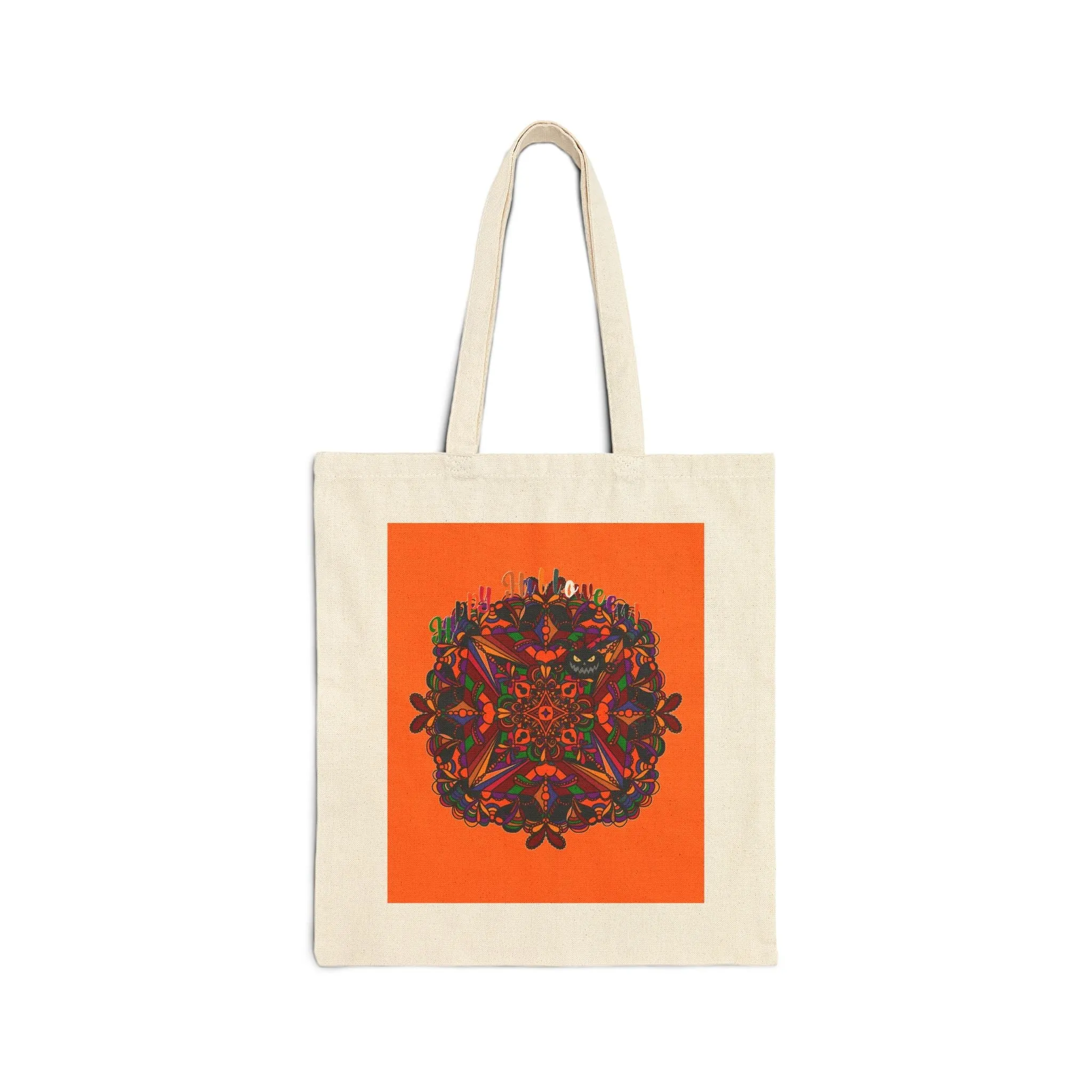 Handmade Mandala Design Canvas Tote Bag - Halloween Accessory