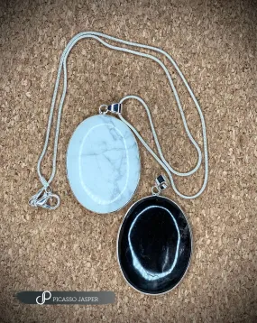 Howlite or Obsidian, Reiki Infused Pendant   18" Necklace