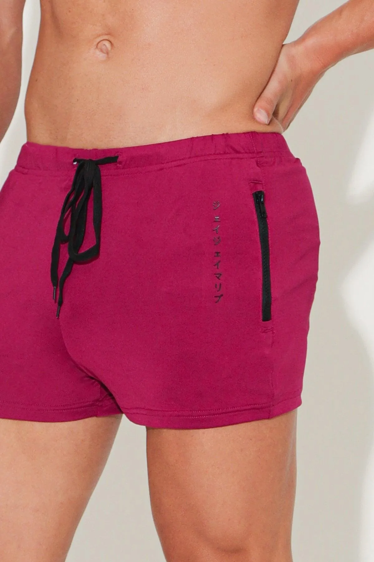 Karma 2" Short Shorts with Zipper Pockets - Berry