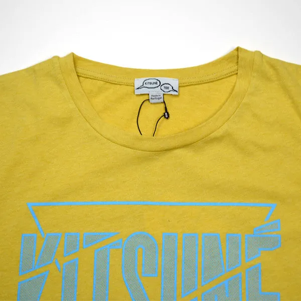 Kitsune Tee – Cracked Tee – Gold Melange / Turquoise Fluo