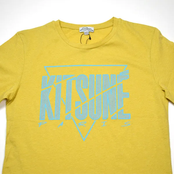 Kitsune Tee – Cracked Tee – Gold Melange / Turquoise Fluo